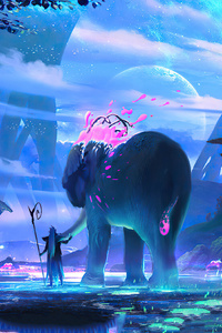 Elephant Another World (1440x2560) Resolution Wallpaper