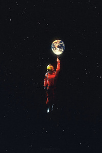 Elevating Dreams Astronaut Balloon Ascension (750x1334) Resolution Wallpaper