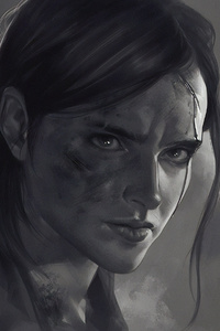 Ellie The Last Of Us Part 2 Monochrome Poster 4k (320x568) Resolution Wallpaper