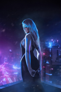 Emma As Gwen Stacy Neon 5k (360x640) Resolution Wallpaper