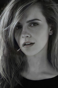 Emma Watson Monochrome 2020 (640x960) Resolution Wallpaper