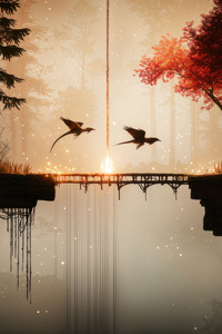 Enchanted Forest Bridge A Mystical Crossing (360x640) Resolution Wallpaper