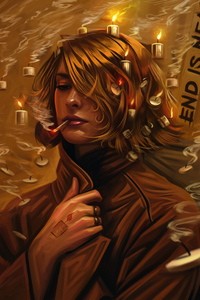 End Is Near Smoking Girl 4k (240x400) Resolution Wallpaper