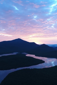 Evening Sunset Mountains Lake 5k (1125x2436) Resolution Wallpaper