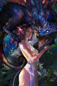 Faerie Dragon Elf Girl 4k (640x960) Resolution Wallpaper