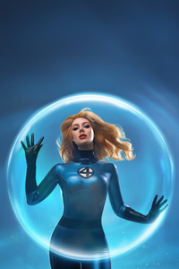 Fantastic Four Invisible Woman In Action (1280x2120) Resolution Wallpaper