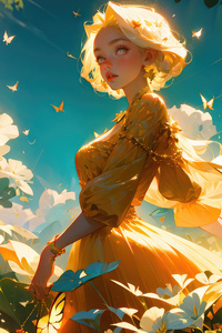 Fantasy Girl In Butterfly Land (1242x2668) Resolution Wallpaper