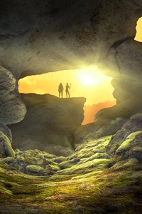 Fantasy Landscape Cave Human