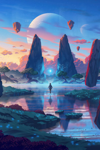 Fantasy Planet Paradise Adventure (1125x2436) Resolution Wallpaper