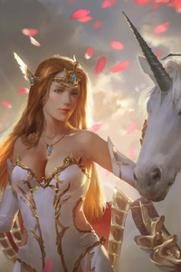 320x480 Fantasy Women With Unicorn