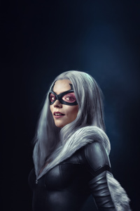 Felicity Jones As Black Cat (320x568) Resolution Wallpaper