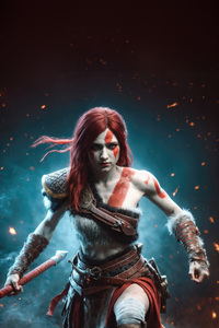 Female Kratos God Of War Concept Art (320x568) Resolution Wallpaper