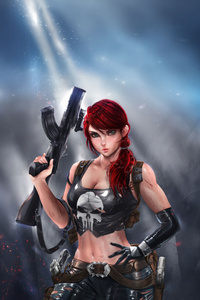 Female Punisher Unleashed (640x1136) Resolution Wallpaper