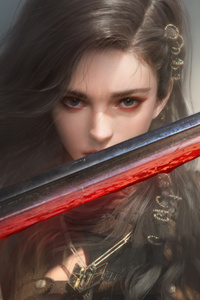 240x400 Female Warrior Fantasy With Sword