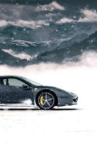 Ferrari In Snow 5k