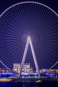 Ferris Wheel Landscape Dubai Uae Night Lights 5k