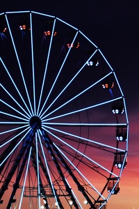 Ferris Wheel Sunset Clouds 5k