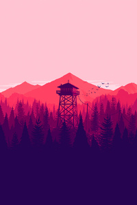 Firewatch Landscape Fire Lookout Tower (1125x2436) Resolution Wallpaper