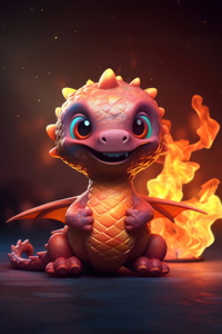 Flaming Mini Dragon (320x480) Resolution Wallpaper