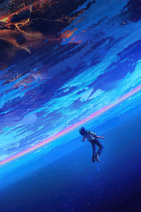 Floating Boy In Space (1080x2280) Resolution Wallpaper