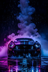 Ford Mustang Thunder In The Rain (1242x2668) Resolution Wallpaper