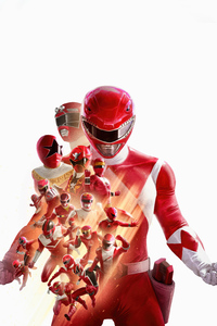 Forever Red Power Rangers (320x568) Resolution Wallpaper