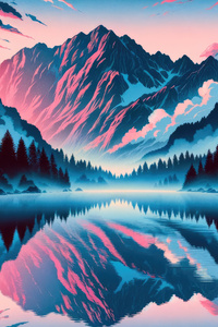 Frosty Reflections Mountains Trees And Morning Clouds (1080x2280) Resolution Wallpaper