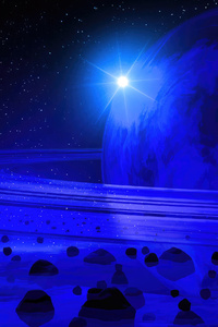 Frozen Fortress Ice Planet Encircled By Rocks (2160x3840) Resolution Wallpaper