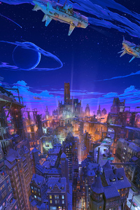 Future City Comic Art (640x960) Resolution Wallpaper