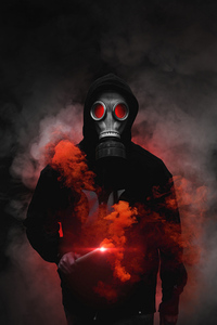 Gas Mask Boy (1125x2436) Resolution Wallpaper