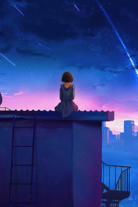 Gazing Beyond Lone Figure In The Evening Hues (360x640) Resolution Wallpaper
