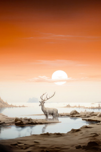 Gentle Guardian Connecting With The Soul Of The Deer (240x400) Resolution Wallpaper