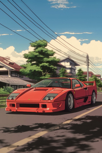 Ghibli Style Ferrari F40 (1440x2960) Resolution Wallpaper