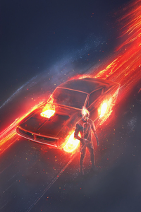 Ghost Rider Infernal Car Ride (2160x3840) Resolution Wallpaper