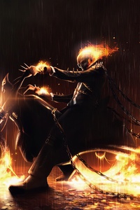 Ghost Rider On Bike Fire