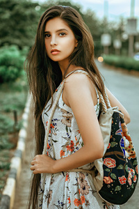 Girl Backpack Outdoors Looking Back 4k (2160x3840) Resolution Wallpaper