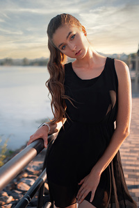 Girl Black Dress Beautiful 4k (640x960) Resolution Wallpaper