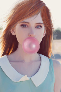 1440x2560 Girl Blowing Bubble Gum