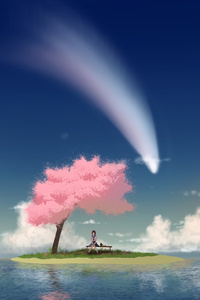 Girl Cherry Blossom Day 8k (240x400) Resolution Wallpaper
