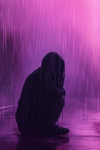 Girl Crying In Lofi Rain (800x1280) Resolution Wallpaper
