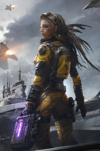 Girl Cyberpunk War (640x960) Resolution Wallpaper