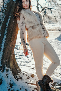 Girl Fur Jacket Winter 4k