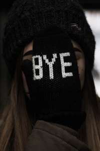 Girl Gloves Saying Bye (640x1136) Resolution Wallpaper