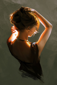 Girl Hair Dressing Painting Art (1280x2120) Resolution Wallpaper