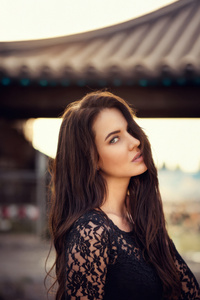 Girl In Black Clothing Outdoor (540x960) Resolution Wallpaper