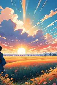Girl In Flower Field (320x480) Resolution Wallpaper