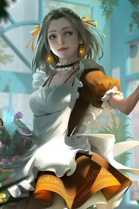 Girl In Greenhouse 4k (640x960) Resolution Wallpaper