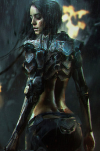 Girl In Rain Cyberpunk