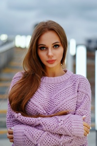 Girl In Sweater Outdoors