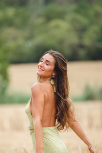 Girl In Wheat Field Smiling Closed Eyes (1080x2280) Resolution Wallpaper